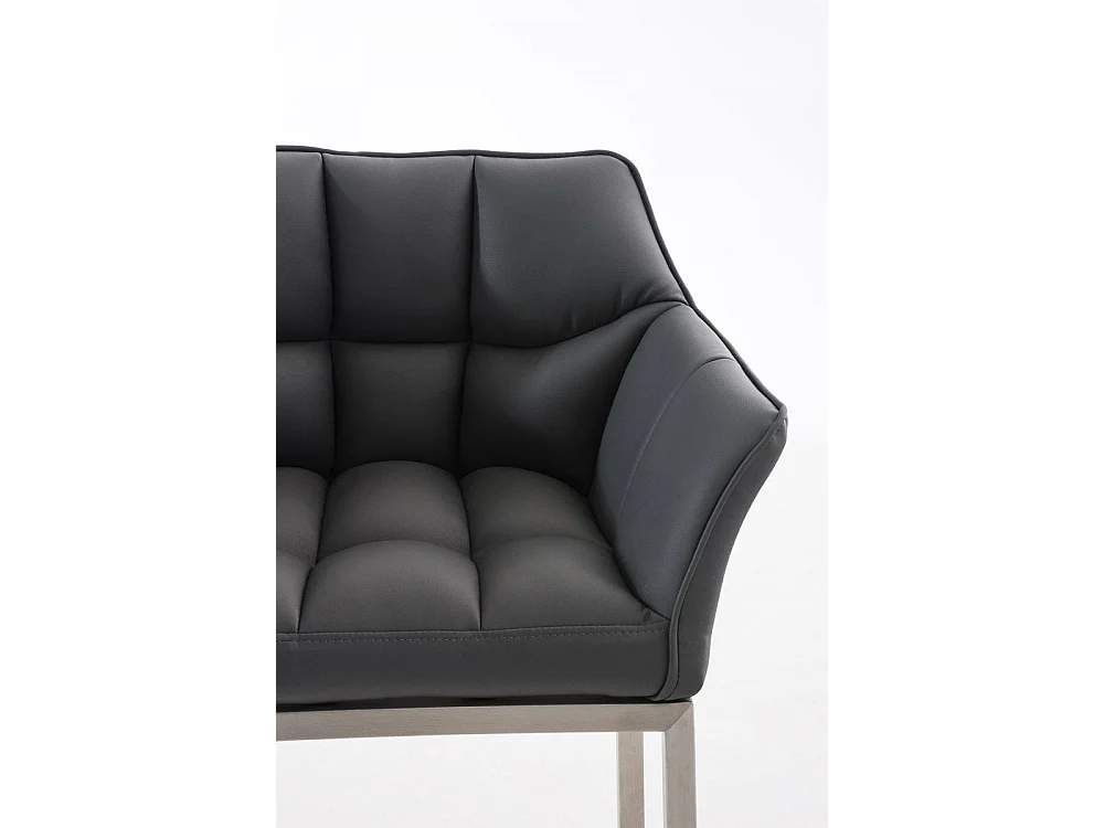 Tabouret de bar - Similicuir & Acier inoxydable - Gris - Damaso