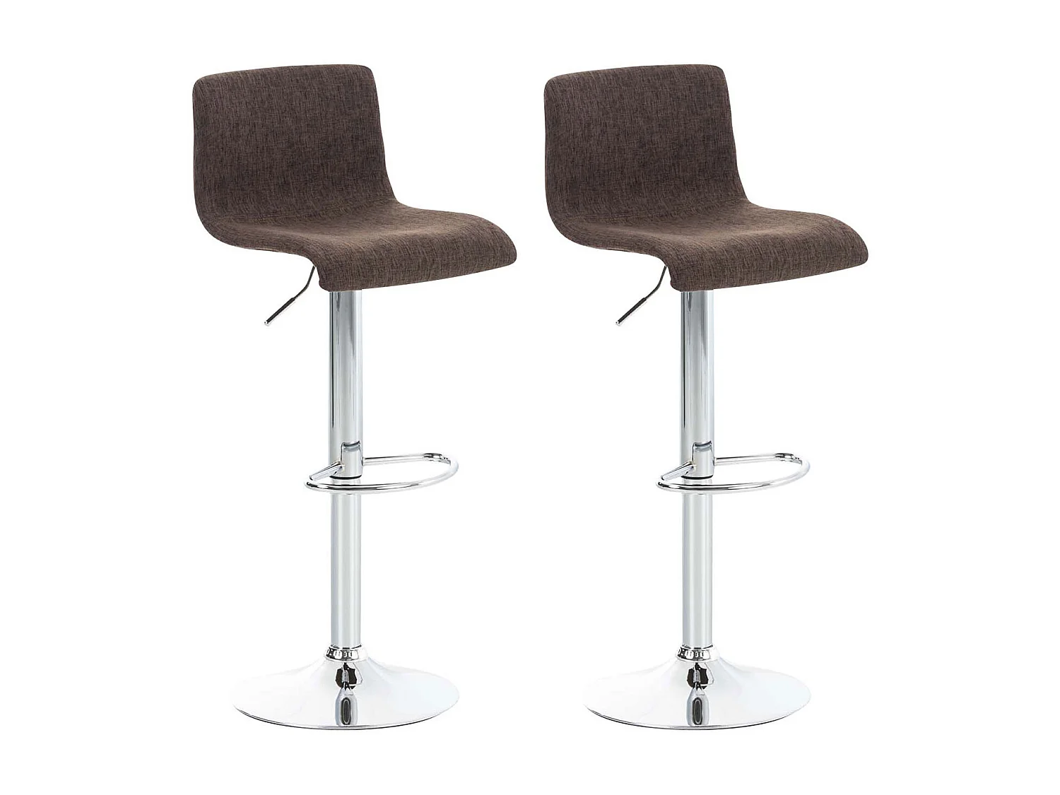 Lot de 2  Tabouret de bar - Tissu & Métal chromé - Marron - Hover