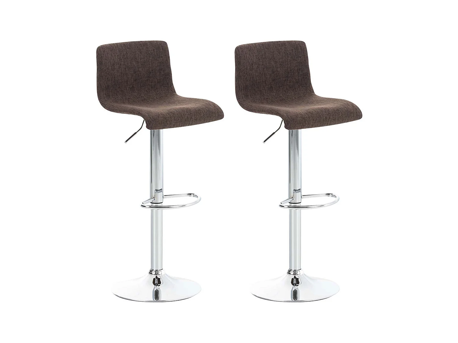Lot de 2  Tabouret de bar - Tissu & Métal chromé - Marron - Hover