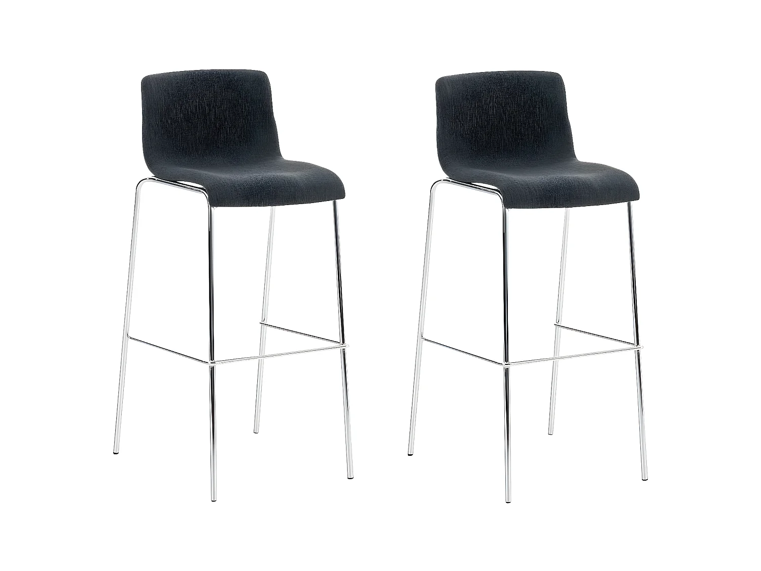 Lot de 2  Tabouret de bar - Tissu & Chrome - Gris foncé - Hover
