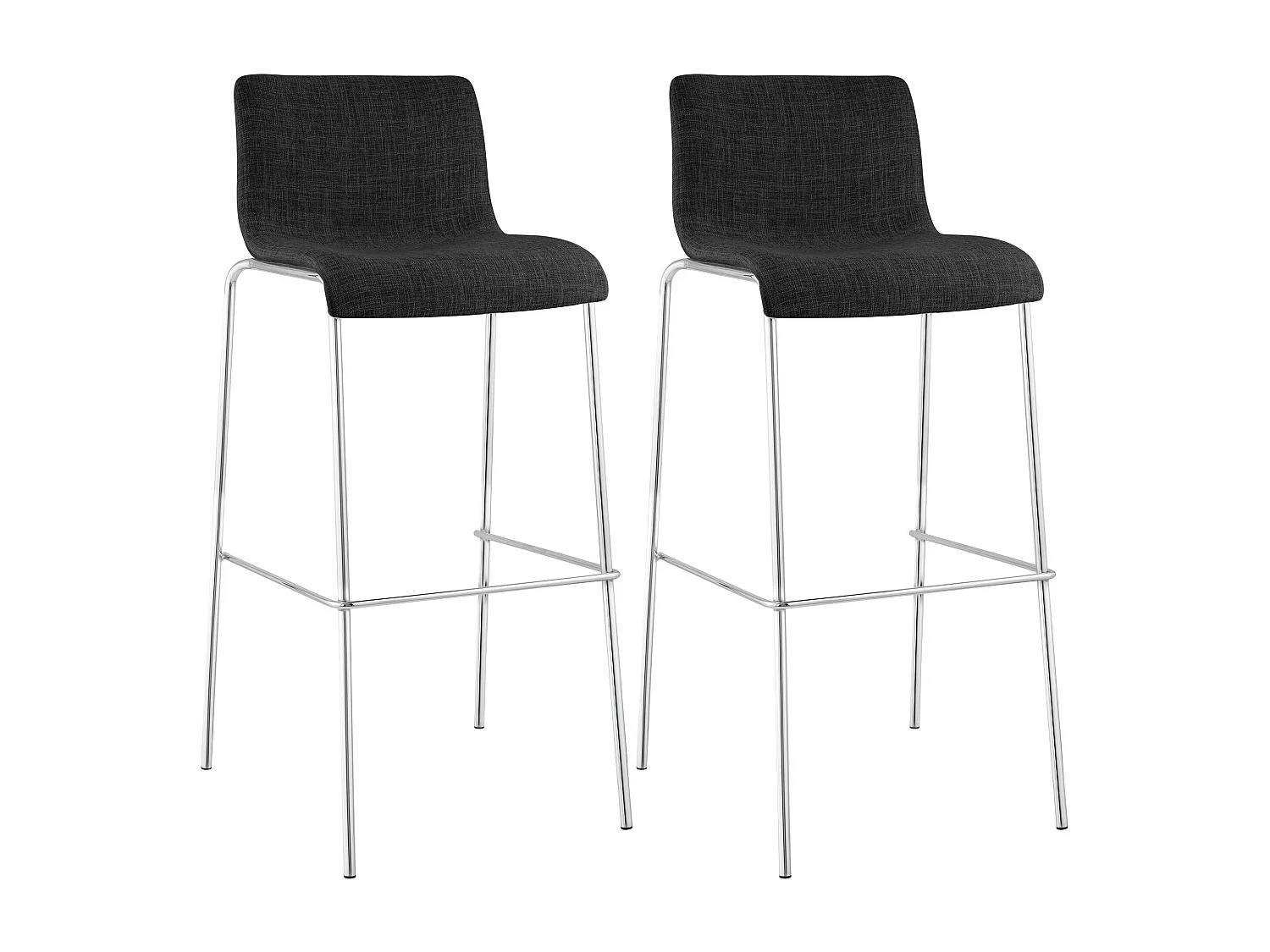 Lot de 2  Tabouret de bar - Tissu & Chrome - Gris foncé - Hover