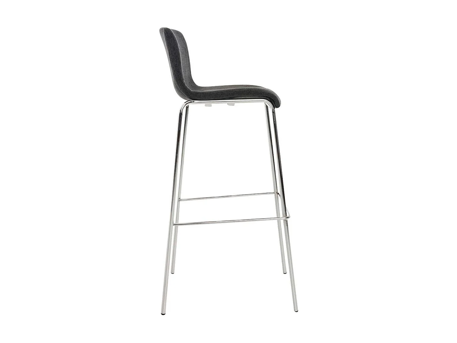 Lot de 2  Tabouret de bar - Tissu & Chrome - Gris foncé - Hover