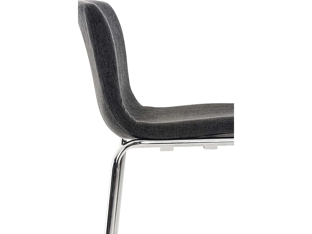 Lot de 2  Tabouret de bar - Tissu & Chrome - Gris foncé - Hover