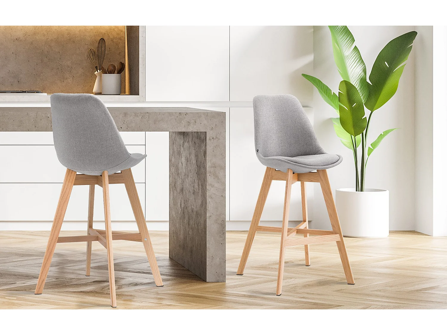 Tabouret de bar - Tissu & Nature - Gris - Cannes