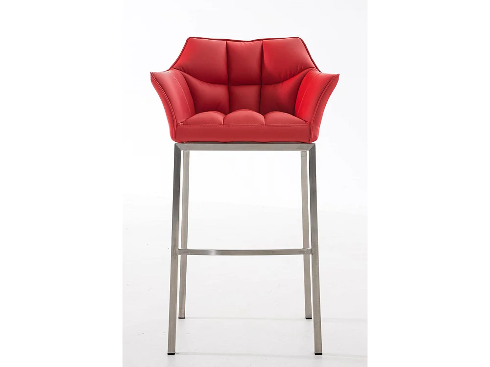 Lot de 2  Tabouret de bar - Similicuir & Acier inoxydable - Rouge - DAMASO
