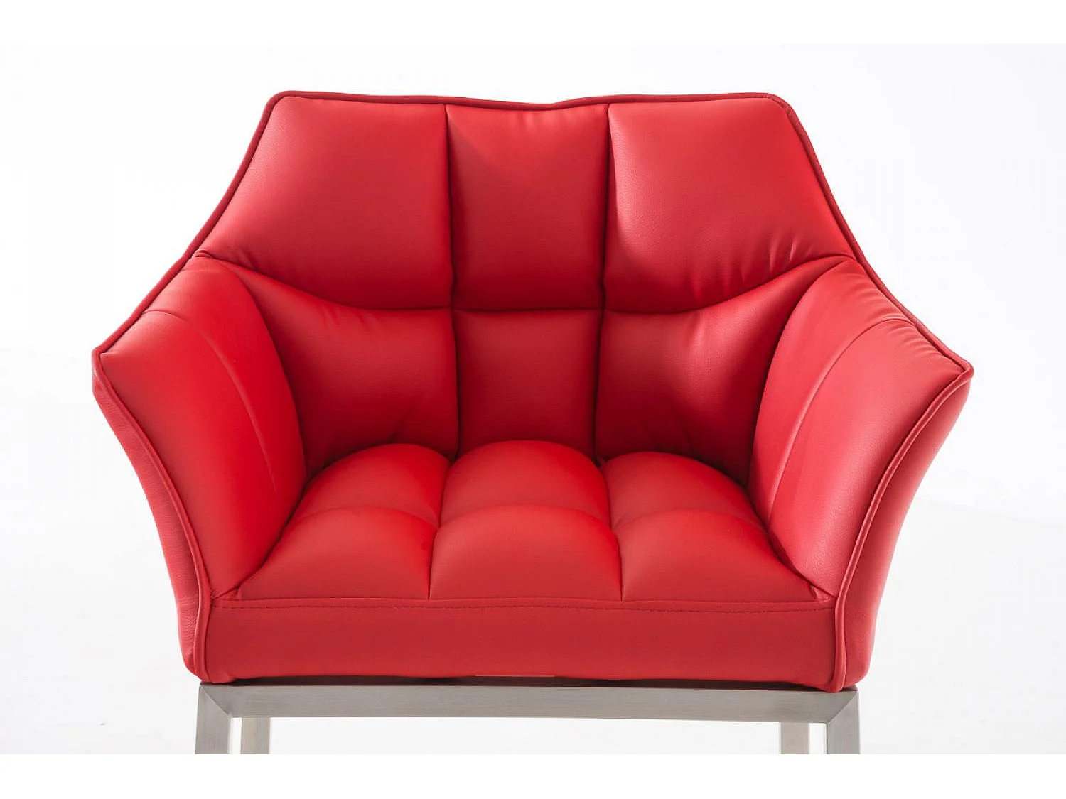 Lot de 2  Tabouret de bar - Similicuir & Acier inoxydable - Rouge - DAMASO