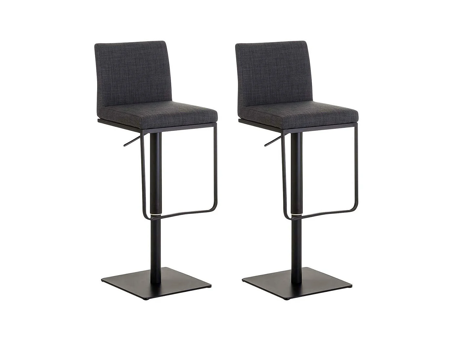 Lot de 2  Tabouret de bar - Tissu & Noir - Gris foncé - Panama
