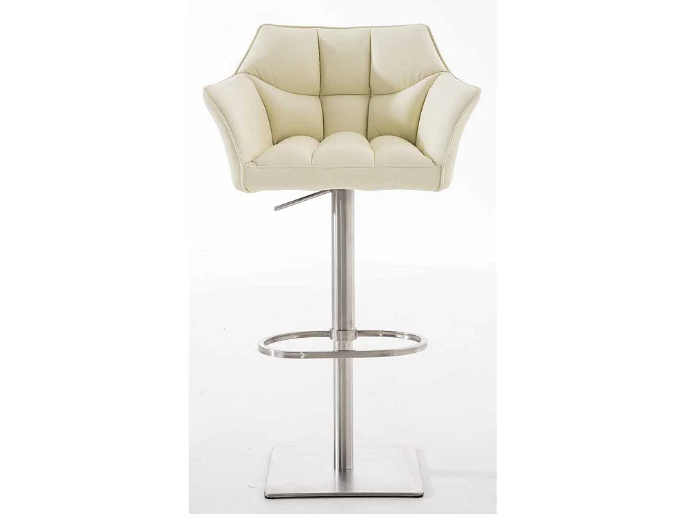 Lot de 2  Tabouret de bar - Similicuir & Acier inoxydable - Crème - Damaso