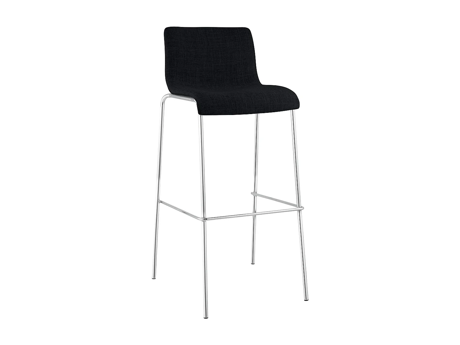 Tabouret de bar - Tissu & Chrome - Noir - Hoover