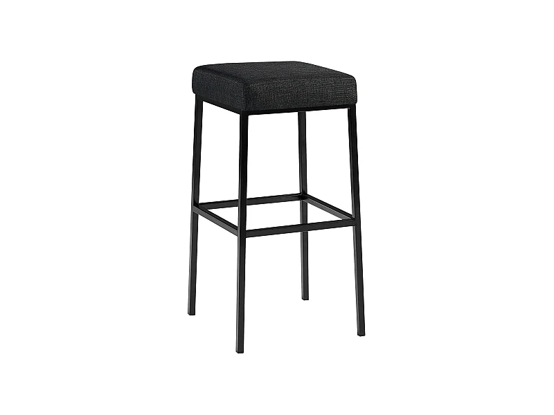 Tabouret de bar - Tissu & Noir - Gris foncé - Montreal 80