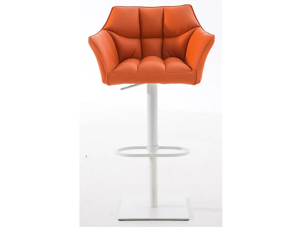 Lot de 2  Tabouret de bar - Similicuir & Blanc - Orange - Damaso