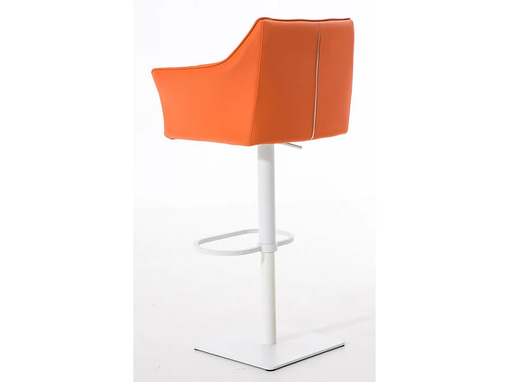Lot de 2  Tabouret de bar - Similicuir & Blanc - Orange - Damaso