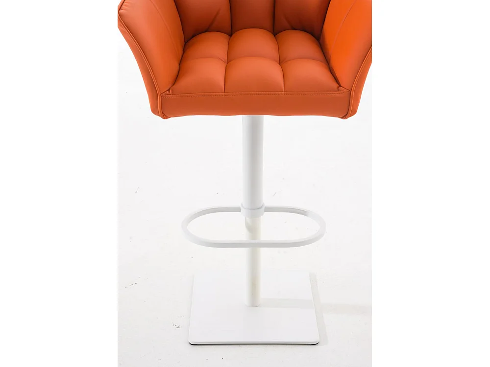 Lot de 2  Tabouret de bar - Similicuir & Blanc - Orange - Damaso