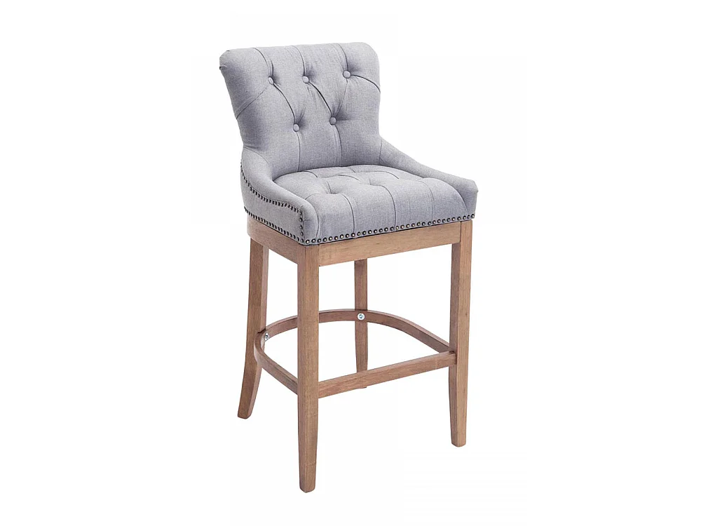 Lot de 2 Tabouret de bar - Tissu & Bois - Gris clair - Lakewood
