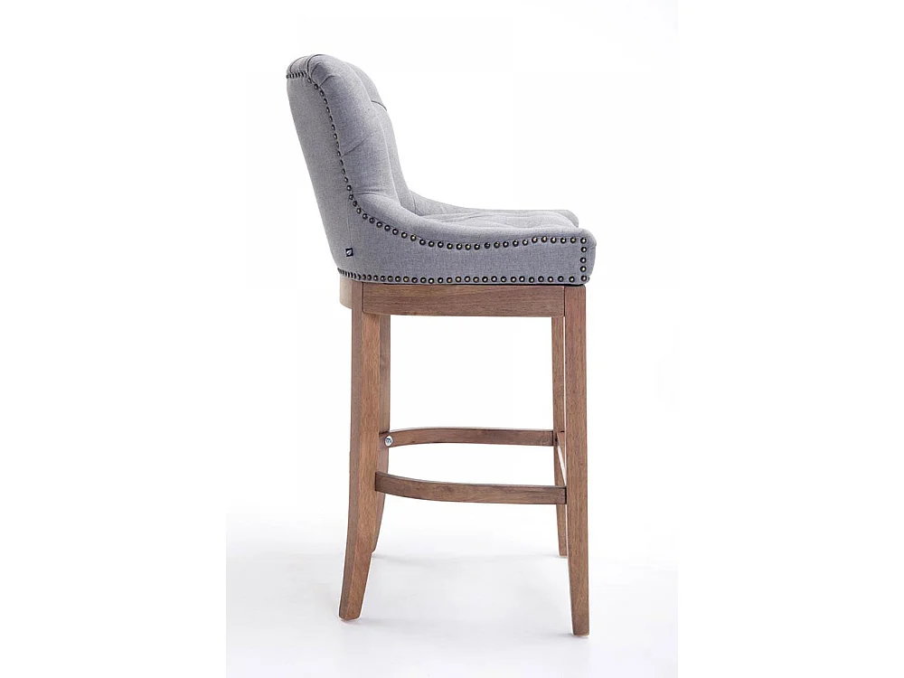 Lot de 2 Tabouret de bar - Tissu & Bois - Gris clair - Lakewood