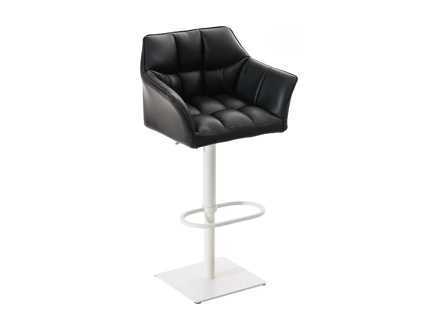 Lot de 2  Tabouret de bar - Similicuir & Blanc - Noir - Damaso