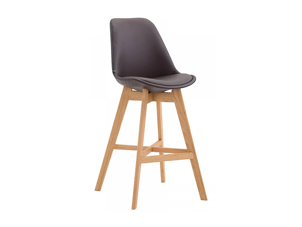 Tabouret de bar - Similicuir & Bois - Marron - Cannes