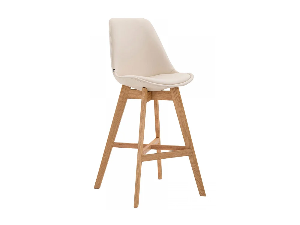 Tabouret de bar - Similicuir & Bois - Crème - Cannes
