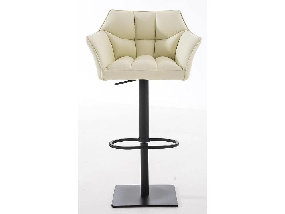 Lot de 2  Tabouret de bar - Similicuir & Noir - Crème - Damaso