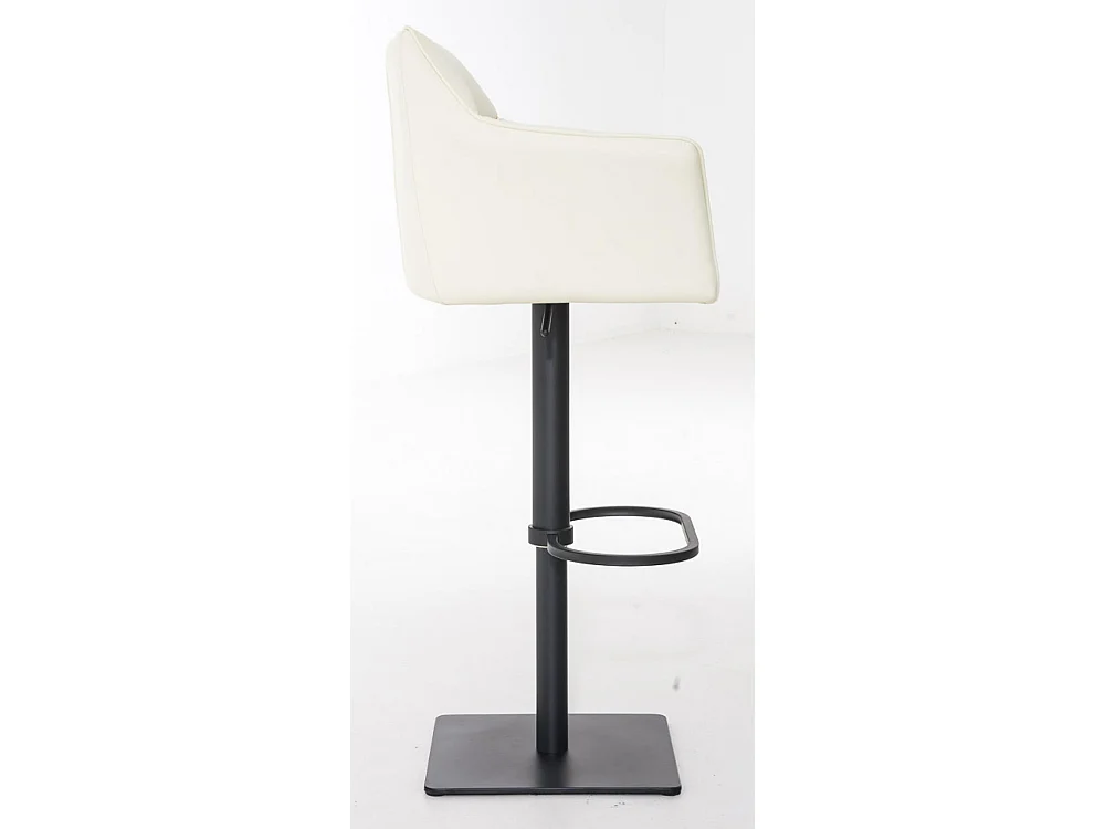 Lot de 2  Tabouret de bar - Similicuir & Noir - Crème - Damaso