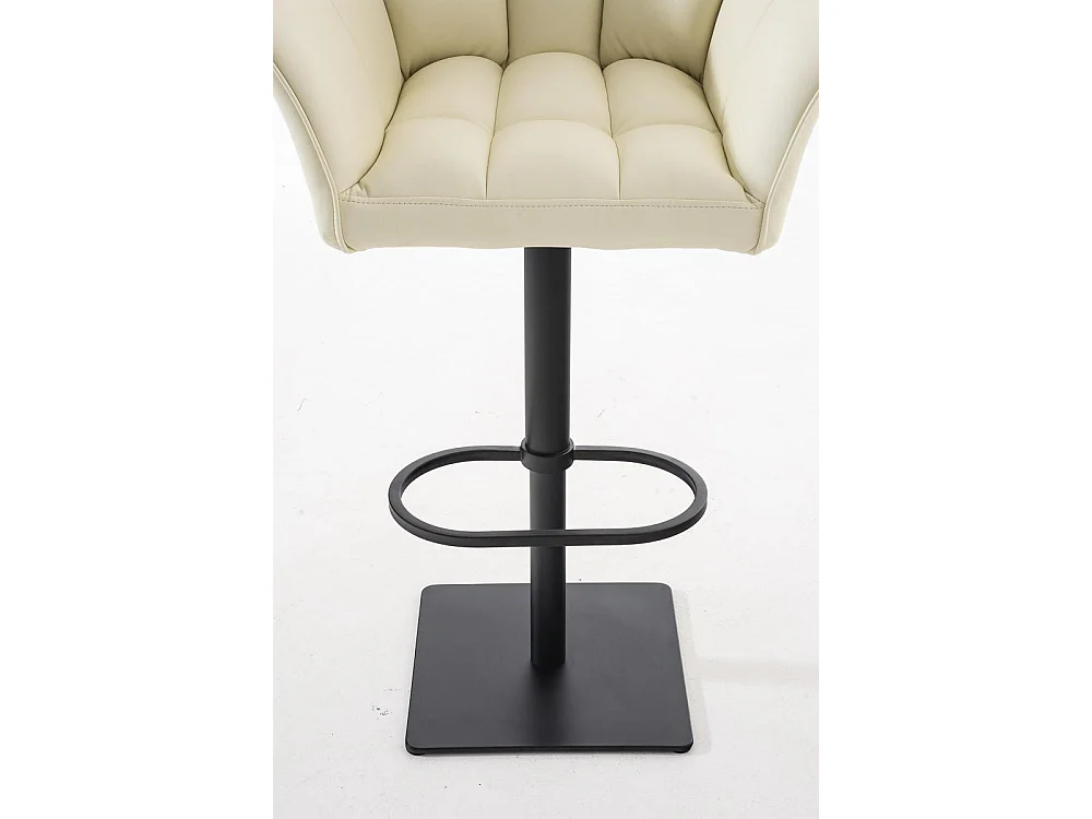 Lot de 2  Tabouret de bar - Similicuir & Noir - Crème - Damaso
