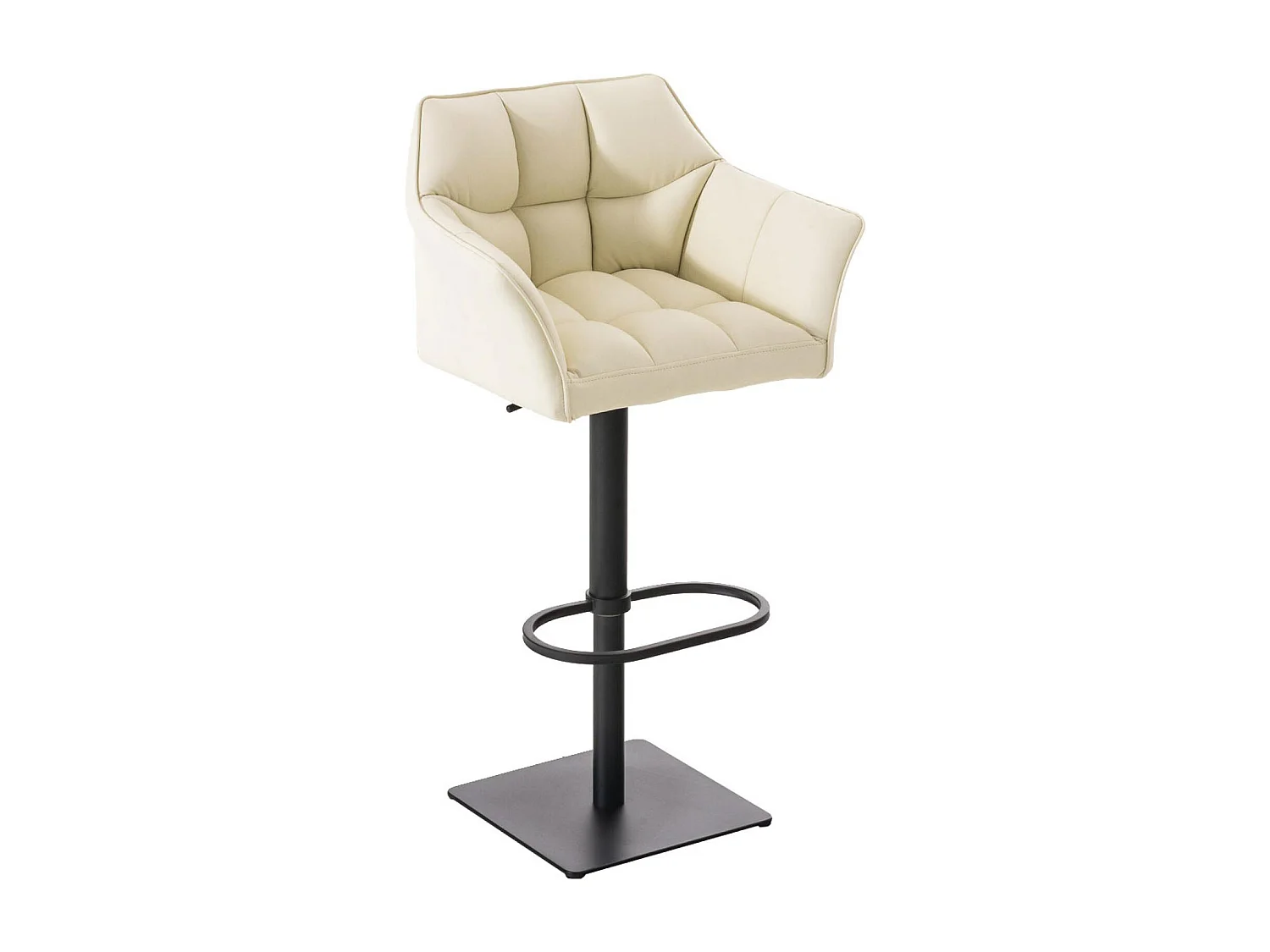 Lot de 2  Tabouret de bar - Similicuir & Noir - Crème - Damaso