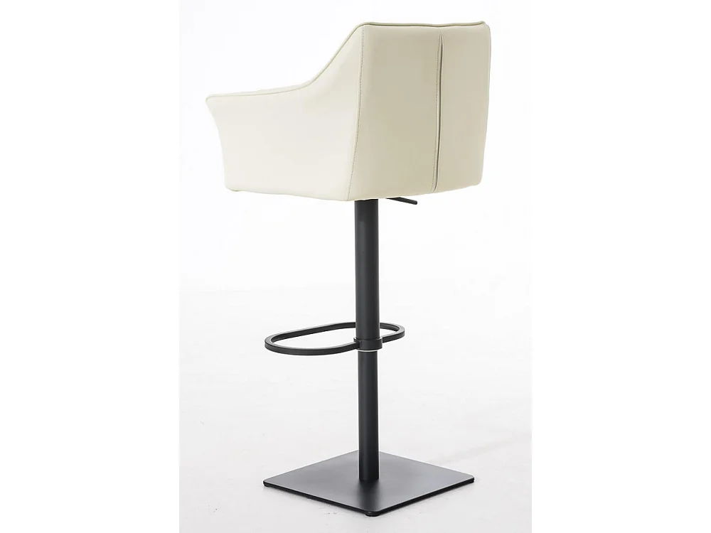 Lot de 2  Tabouret de bar - Similicuir & Noir - Crème - Damaso