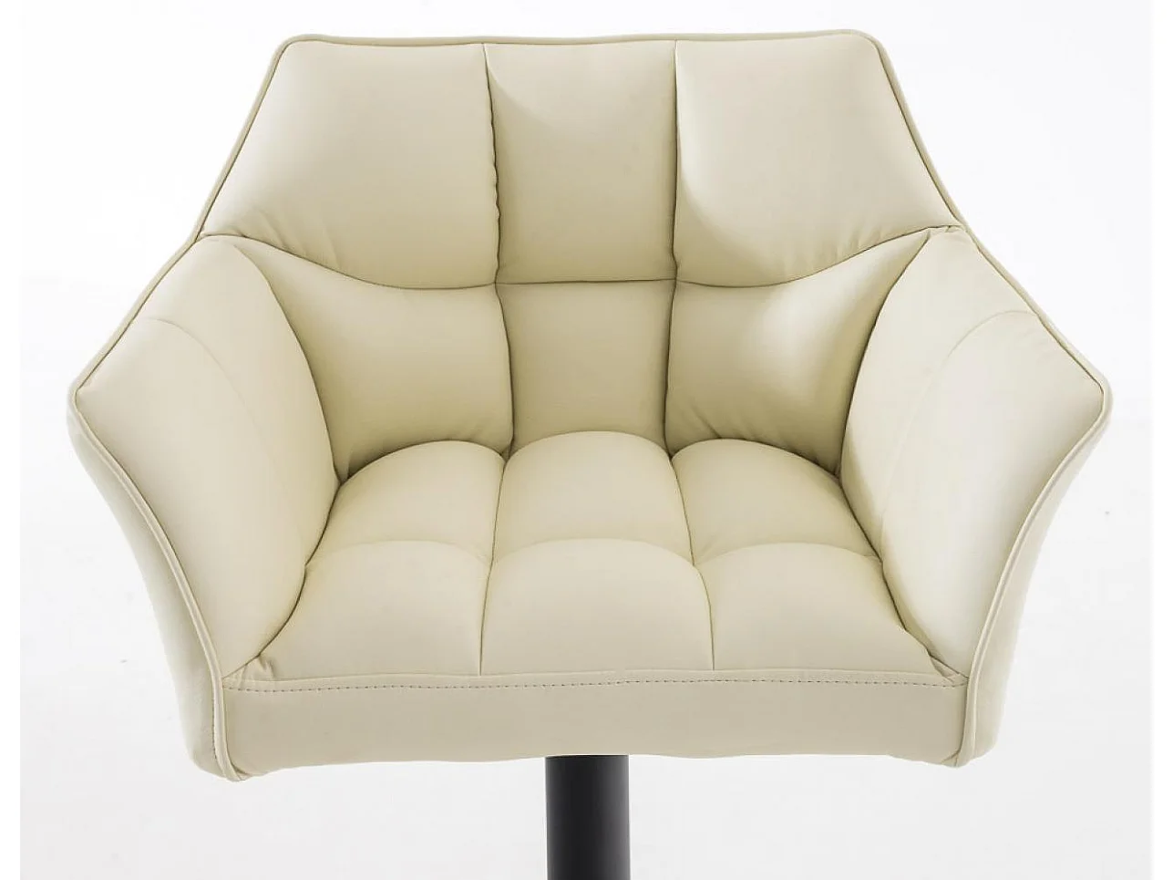 Lot de 2  Tabouret de bar - Similicuir & Noir - Crème - Damaso