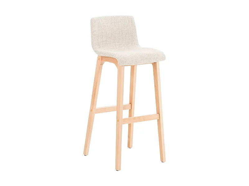 Tabouret de bar - Tissu & Bois - Crème - Hover