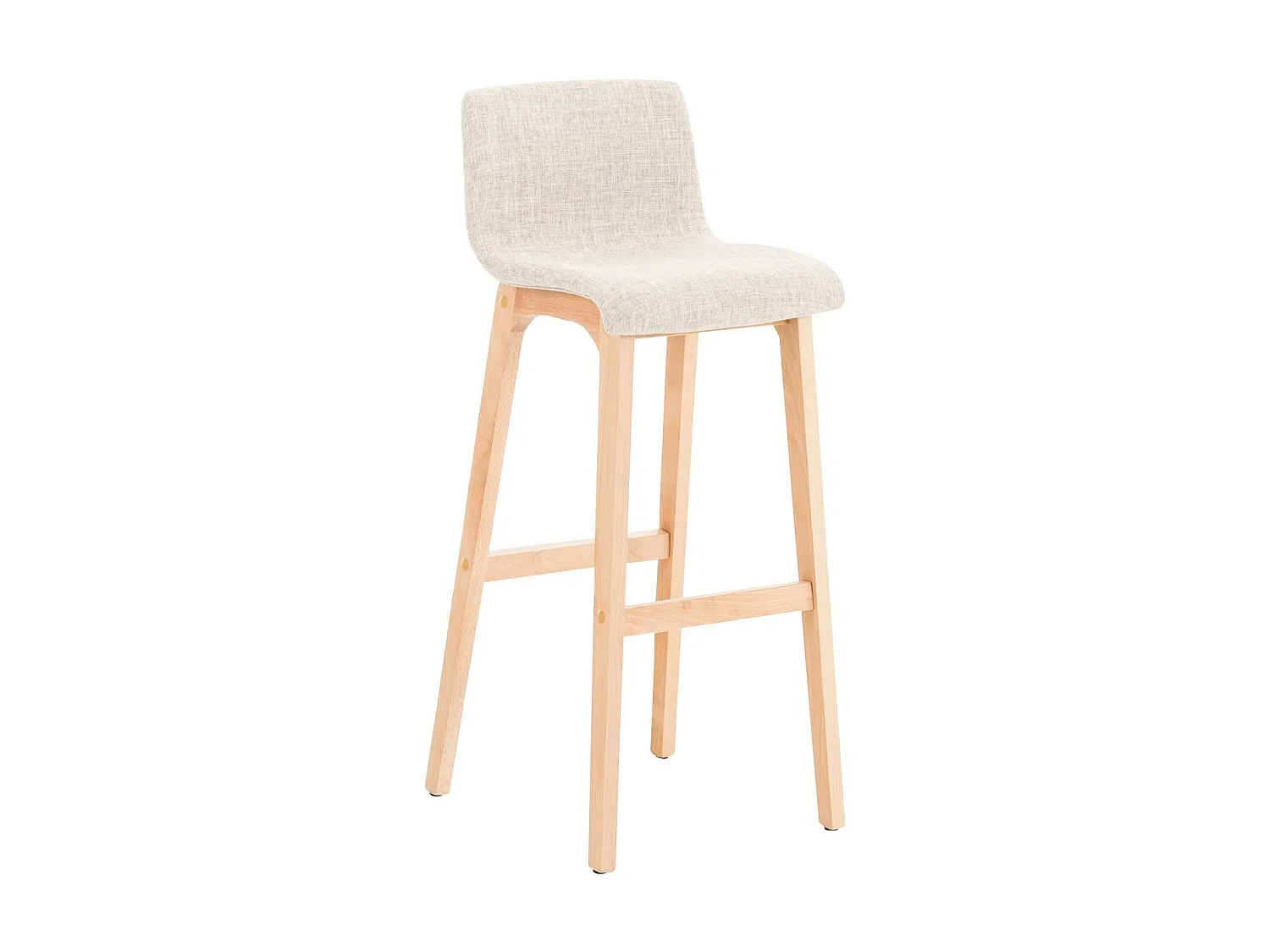 Tabouret de bar - Tissu & Bois - Crème - Hover