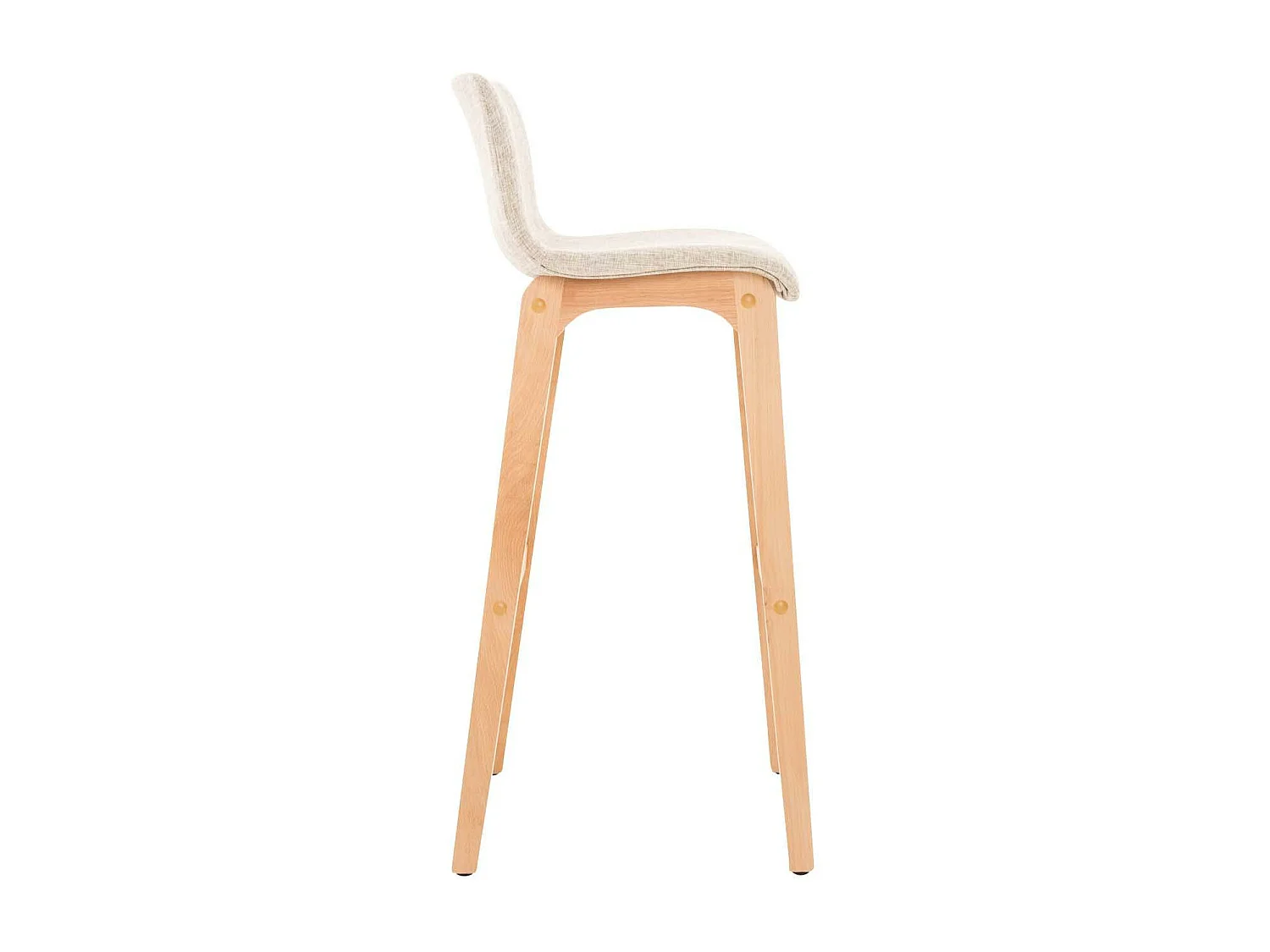 Tabouret de bar - Tissu & Bois - Crème - Hover