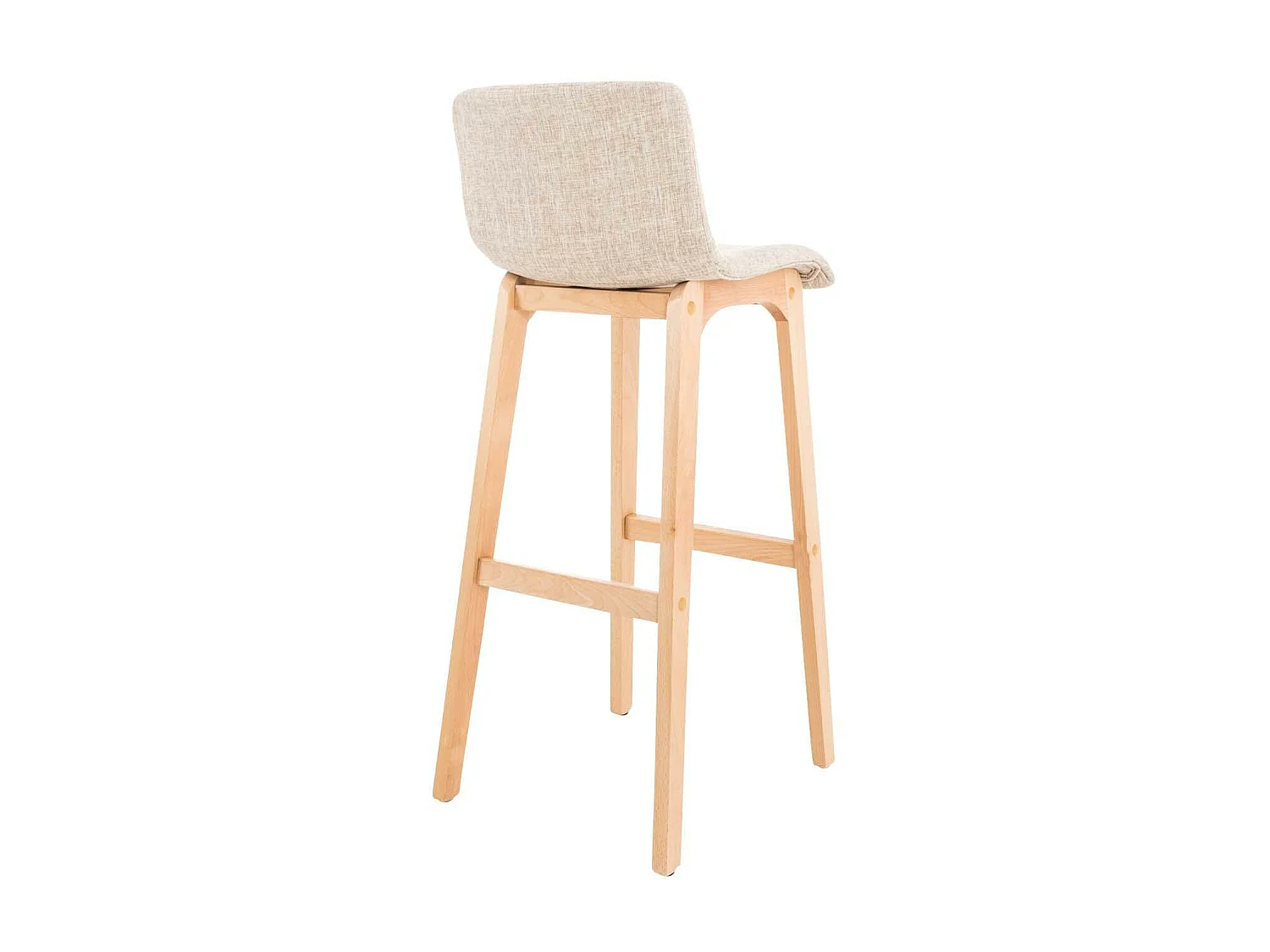 Tabouret de bar - Tissu & Bois - Crème - Hover