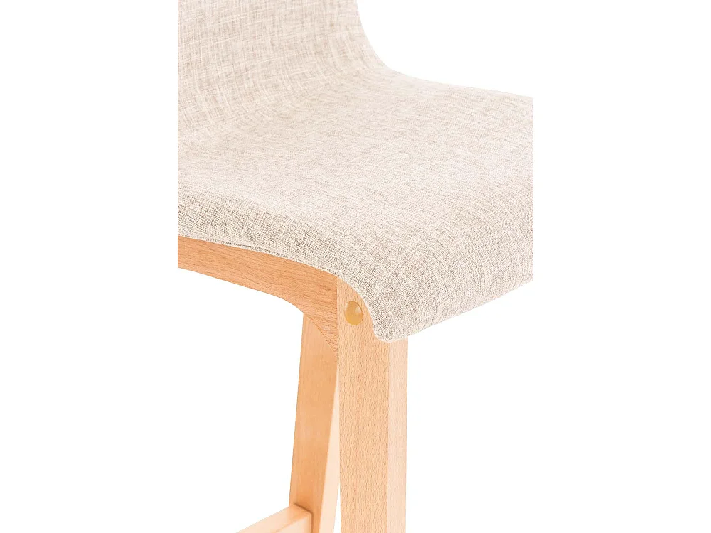Tabouret de bar - Tissu & Bois - Crème - Hover