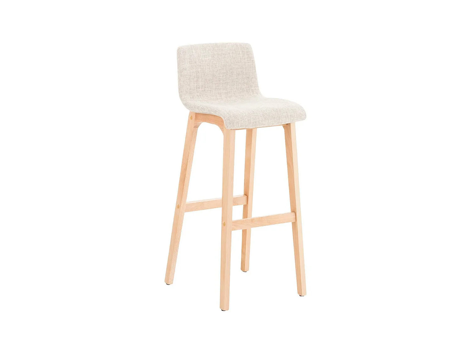 Tabouret de bar - Tissu & Bois - Crème - Hover