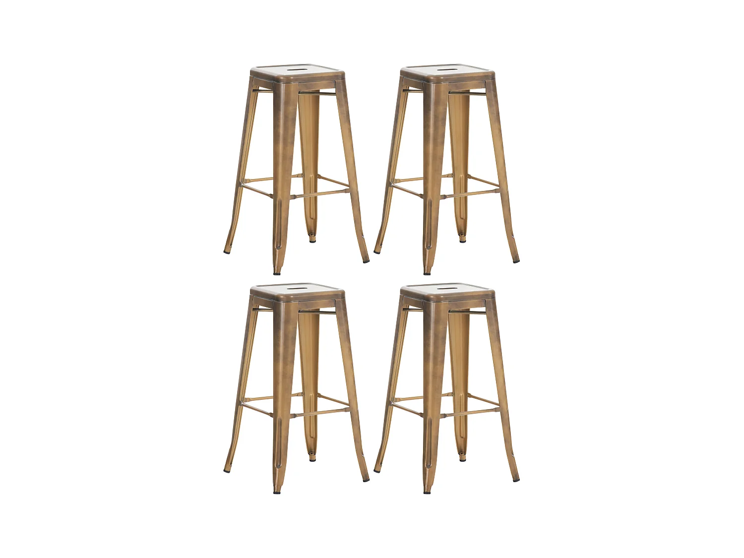 Lot de 4  Tabouret de bar - Métal - Or - Joshua