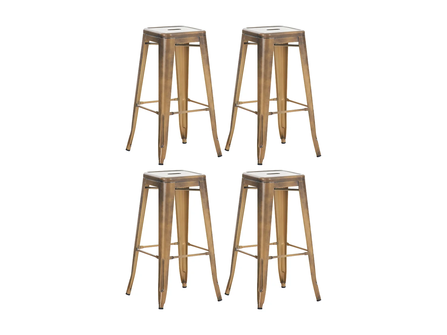 Lot de 4  Tabouret de bar - Métal - Or - Joshua