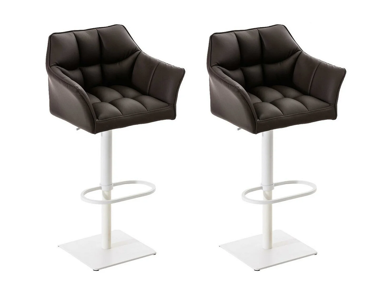 2er Set Barhocker - Kunstleder & weiß - braun - Damaso