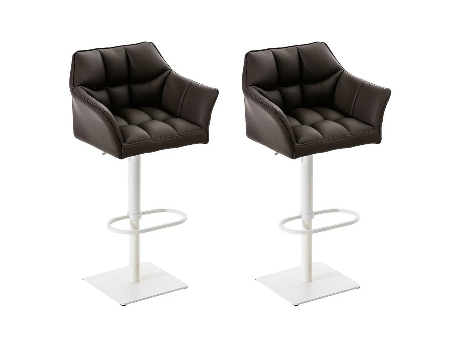 Lot de 2  Tabouret de bar - Similicuir & Blanc - Marron - Damaso