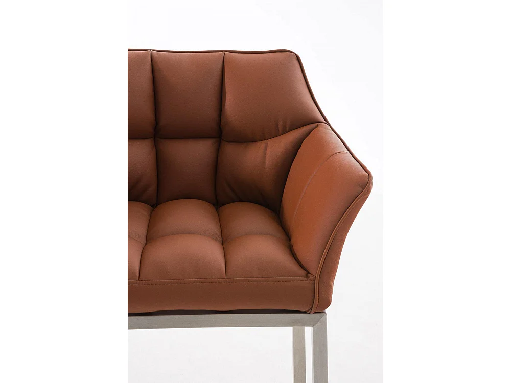 Lot de 2  Tabouret de bar - Similicuir & Acier inoxydable - Marron clair - DAMASO