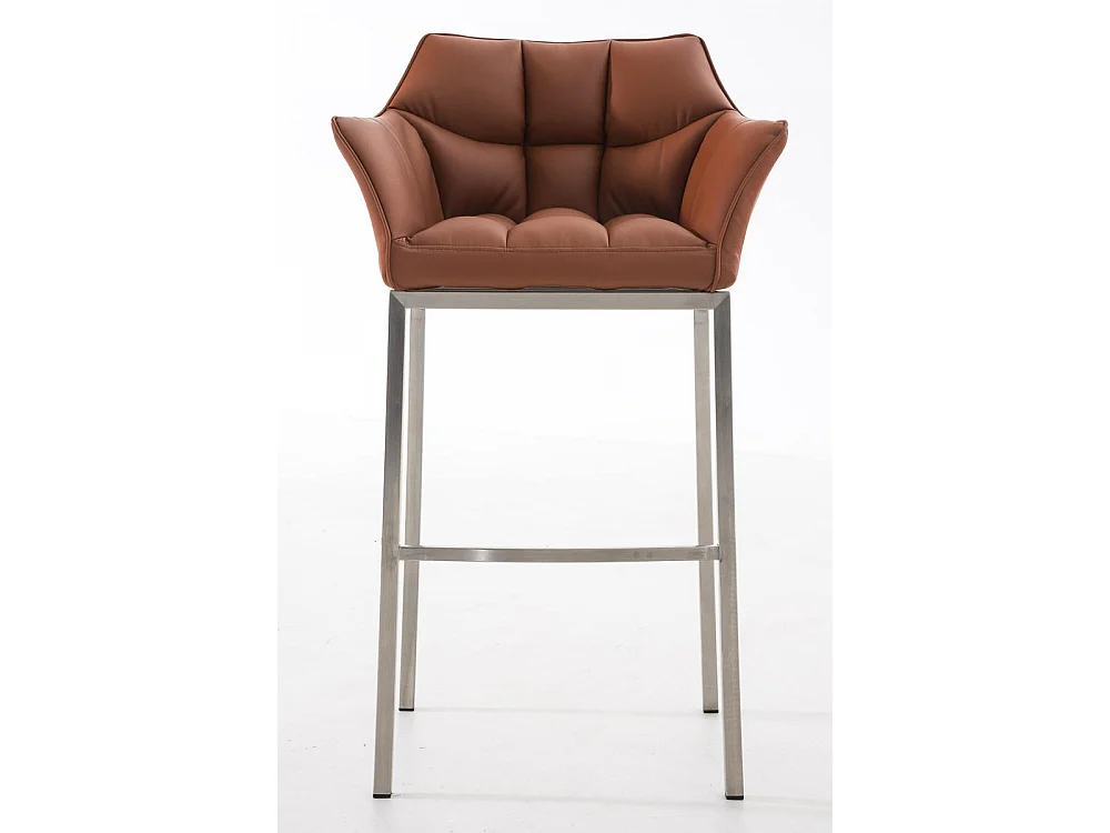 Lot de 2  Tabouret de bar - Similicuir & Acier inoxydable - Marron clair - DAMASO