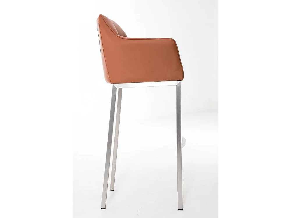 Lot de 2  Tabouret de bar - Similicuir & Acier inoxydable - Marron clair - DAMASO