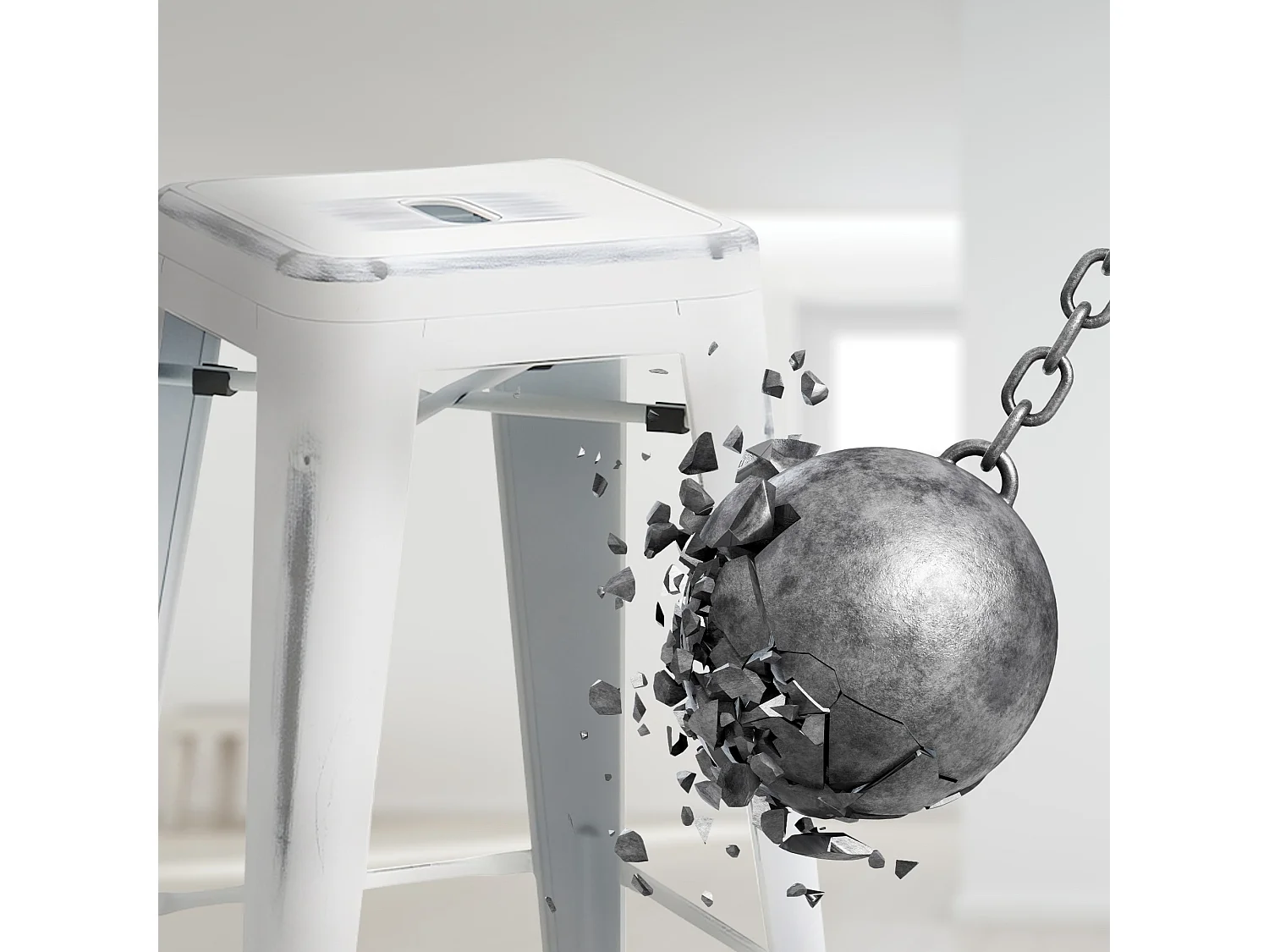 Tabouret de bar - Métal & Blanc - Blanc antique - Joshua