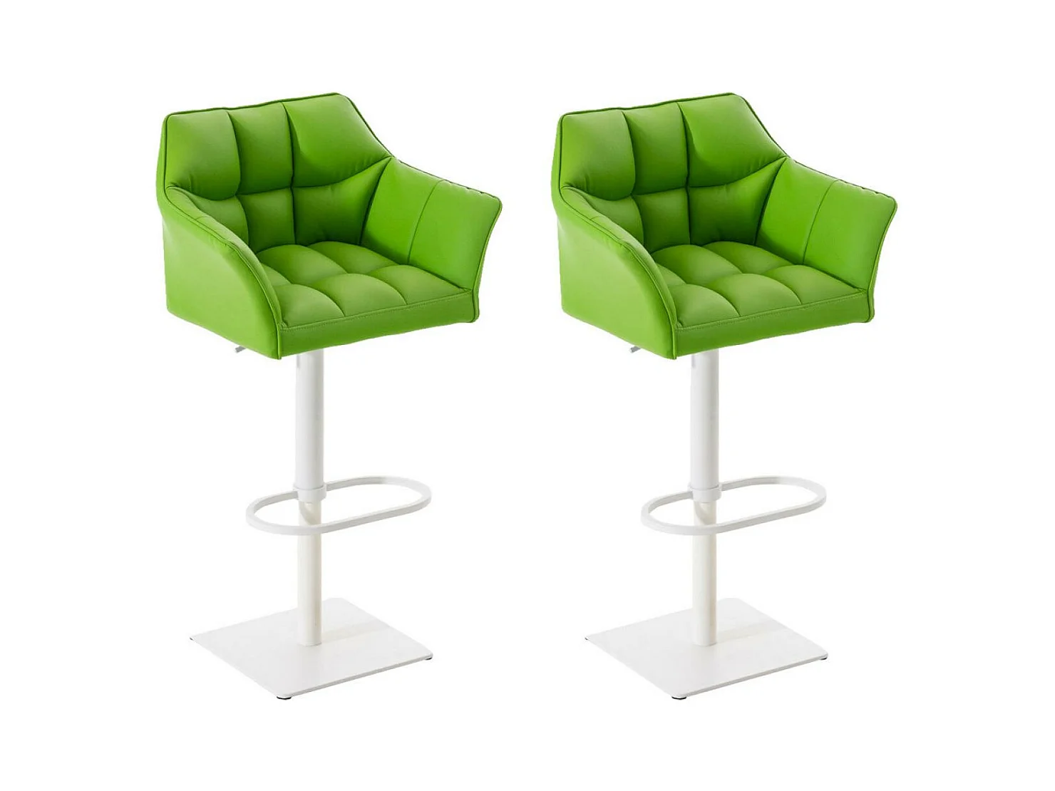 Lot de 2  Tabouret de bar - Similicuir & Blanc - Vert - Damaso