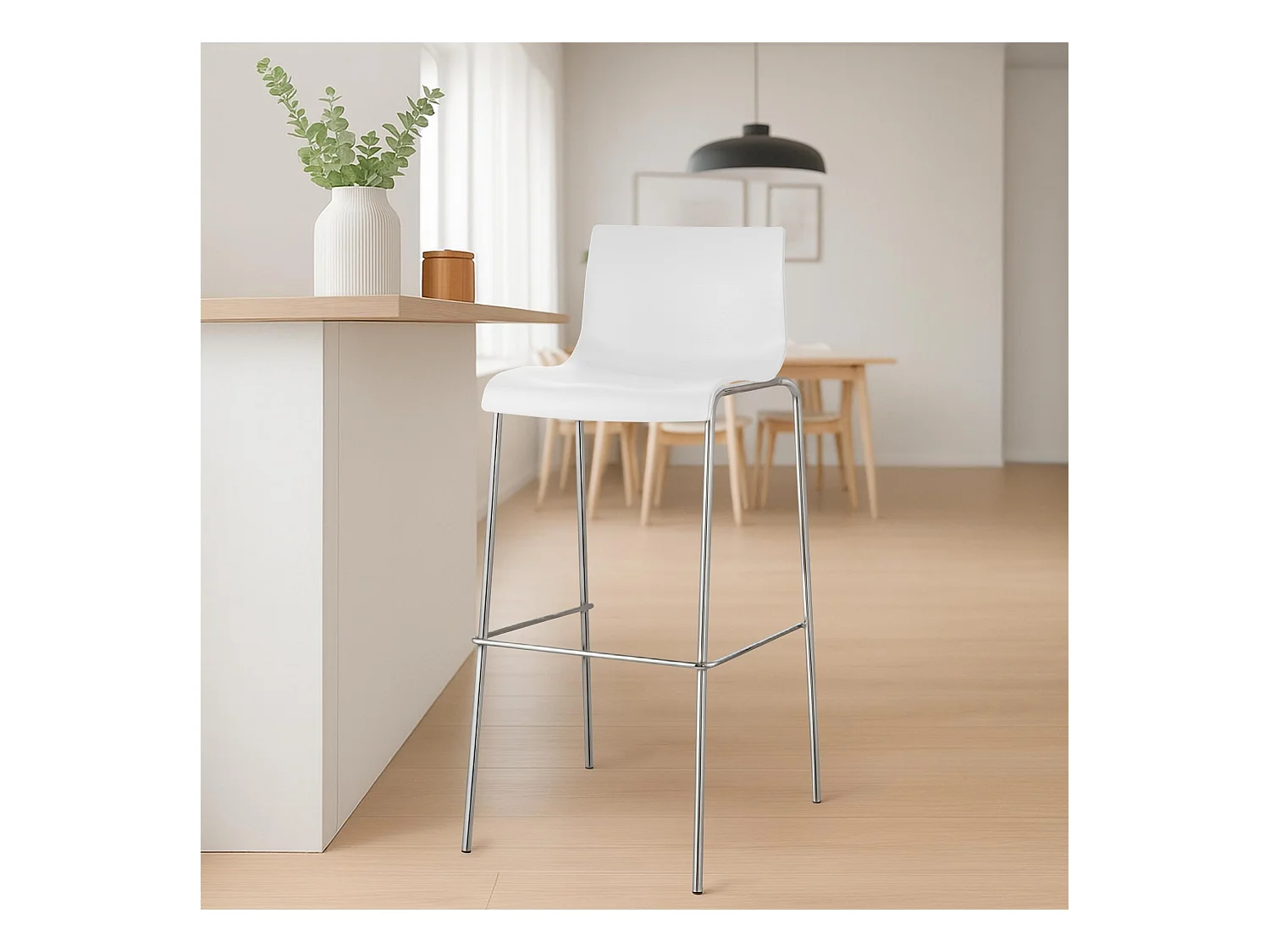 Sgabello da bar - Plastica & cromo - bianco - Hoover