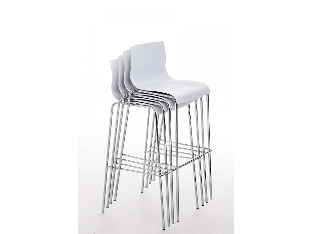 Tabouret de bar - Plastique & Chrome - Blanc - Hoover