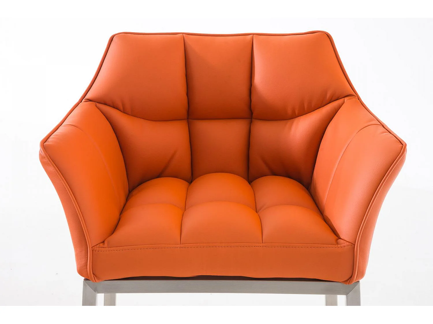 Lot de 2  Tabouret de bar - Similicuir & Acier inoxydable - Orange - DAMASO