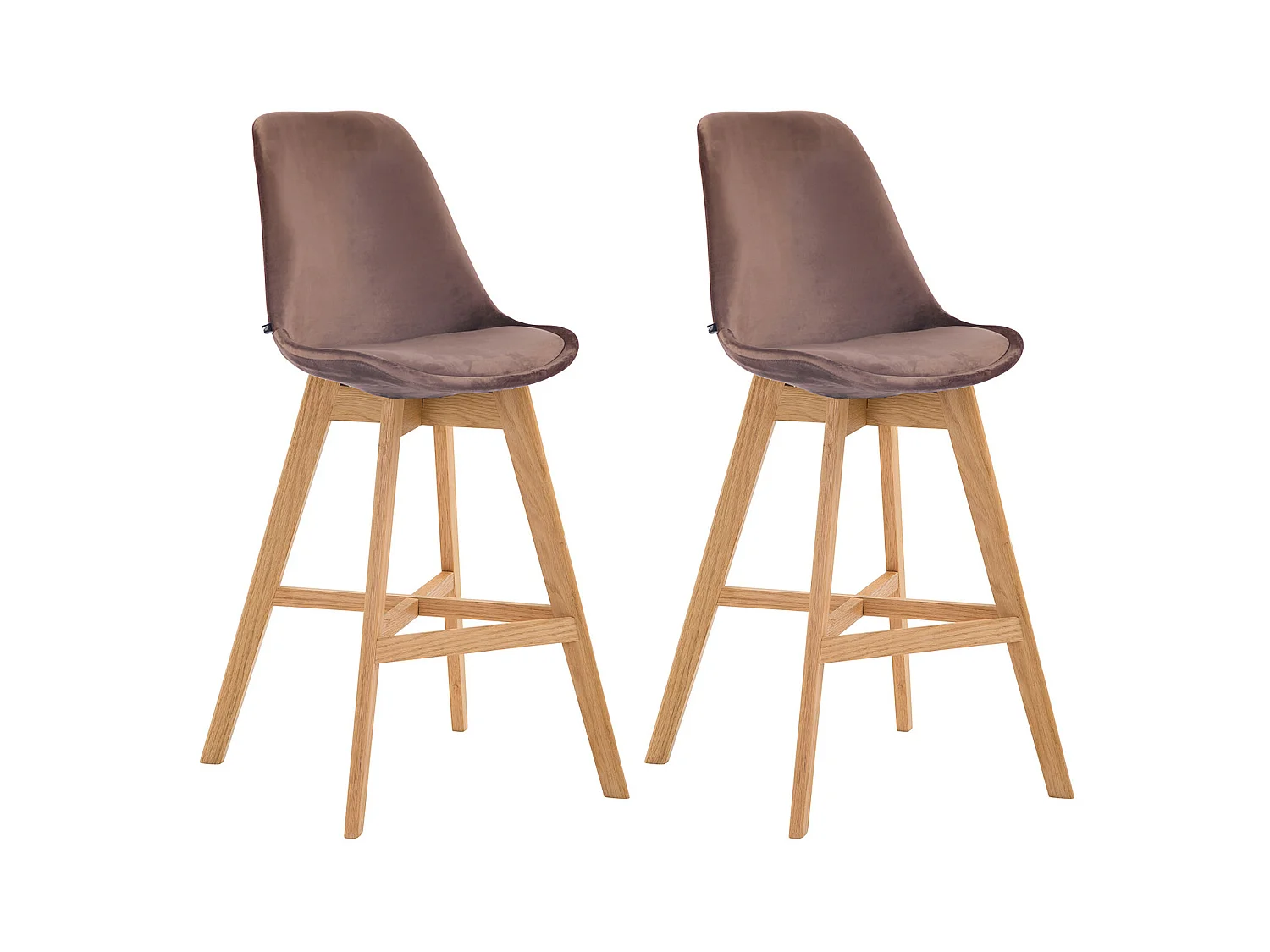 Lot de 2  Tabouret de bar - Velours & Bois - Marron - Cannes