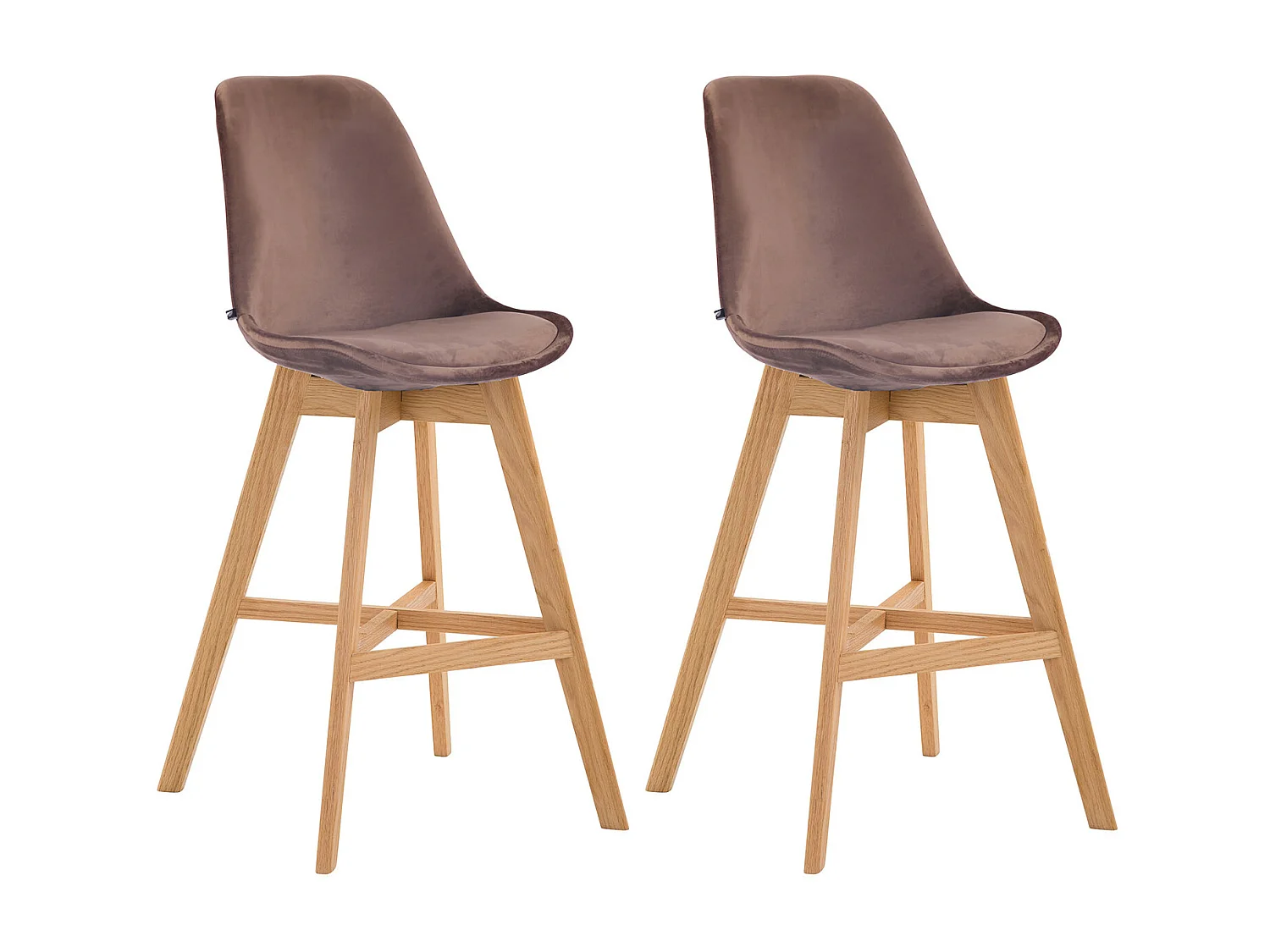 Lot de 2  Tabouret de bar - Velours & Nature - Marron - Cannes