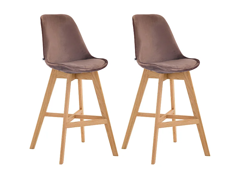 Lot de 2  Tabouret de bar - Velours & Nature - Marron - Cannes