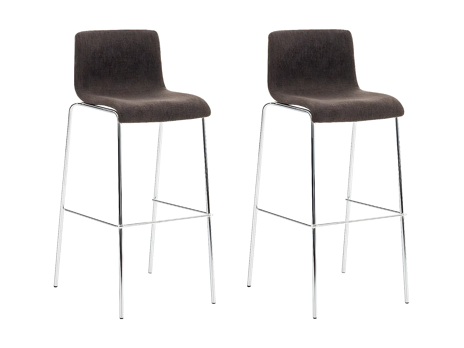 Lot de 2  Tabouret de bar - Tissu & Chrome - Marron - Hover